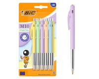 Balpen Bic M10 pastel inklikbaar punt 1 mm - gemiddelde schrijfbreedte - Pakje van 10