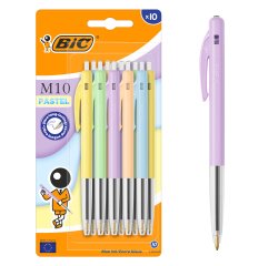 Kugelschreiber Bic M10 Pastell einziehbar 1 mm Spitze - mittlere Schrift - Packung mit 10 Stück