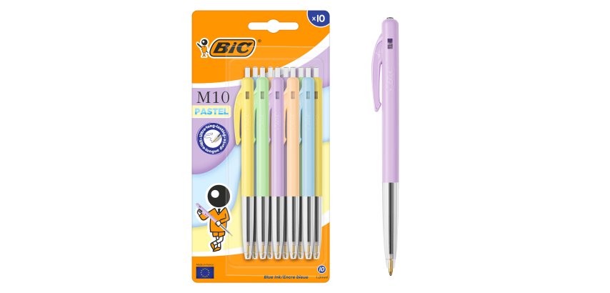 Ballpoint pen Bic M10 Pastel retractable 1 mm point - medium writing - Pack of 10