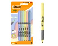 Surligneur Bic Highlighter Grip Pastel - Pochette de 6