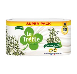 Toilet paper triple layer Le Trèfle Douceur Bambou 12 maxi rolls = 24 standard rolls