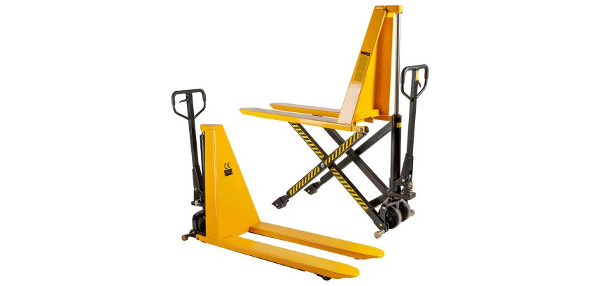 Transpallet manuale a pantografo 1000 kg, altezza max 80 cm