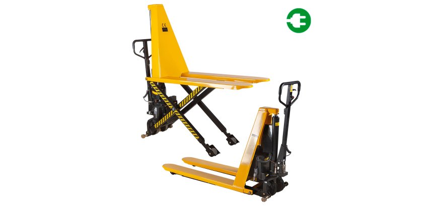 Transpallet elettrico a pantografo 1000 kg, altezza max 80 cm