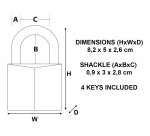 Cadenas à clé en laiton anse hexagonale Master Lock 1145EURD, 1155EURD