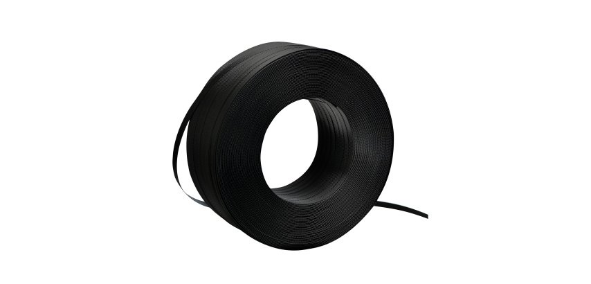 Spannband aus schwarzem Polypropylen 12 mm x 1000 Meter in einem Spendekarton