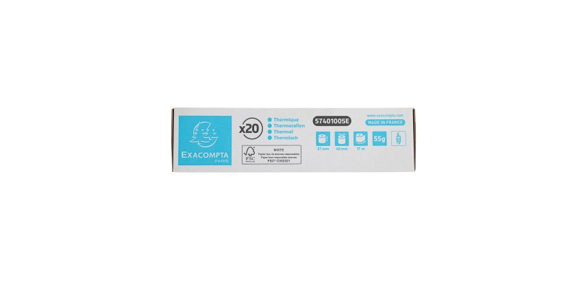 Bobines Terminaux bancaires Exacompta 5740100SE - l 57 mm x L 17 m, Ø 40 mm - 1 pli(s) - paquet de 20
