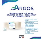 Bobine d'essuyage à dévidage central EcoCompact Argos 800 formats - Colis de 6