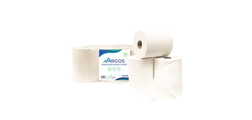 bobine d'essuyage à dévidage central EcoCompact Argos 800 formats - Colis de 6