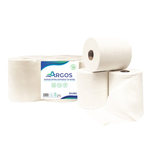 bobine d'essuyage à dévidage central EcoCompact Argos 800 formats - Colis de 6