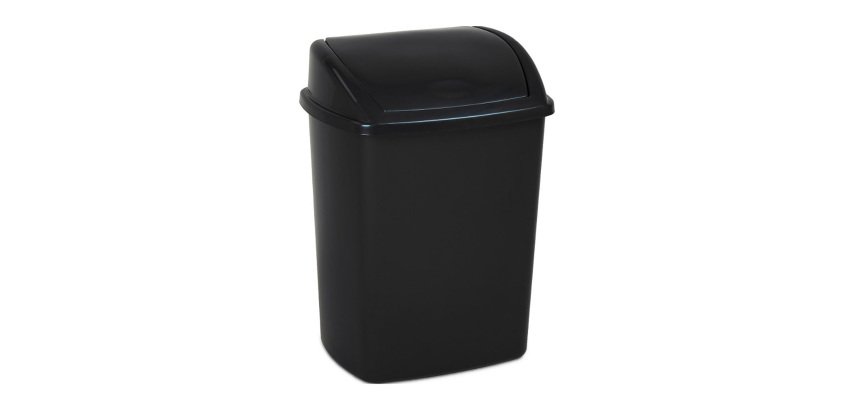 Poubelle plastique 26 litres à couvercle basculant, noir