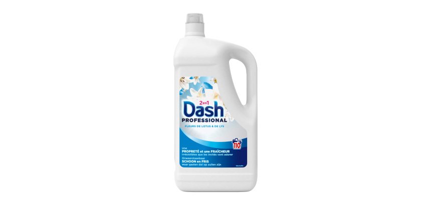 Lessive liquide Dash professional 2 en 1 fleurs de lotus & lys - 110 lavages - Bidon de 4,95 L