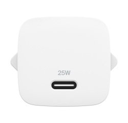 <blockquote>BoostCharge 25W white Belkin wall charger</blockquote>