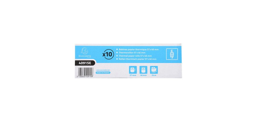 Bobines Caisses Exacompta 40915E - l 57 mm x L 24 m, Ø 46 mm - 1 pli(s) - paquet de 10