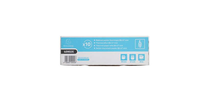 Bobines Terminaux bancaires Exacompta 40902E - l 60 mm x L 25 m, Ø 47 mm - 1 pli(s) - paquet de 30