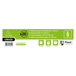 Bobines Terminaux bancaires Exacompta 43642E - l 57 mm x L 9 m, Ø 30 mm - 1 pli(s) - paquet de 20