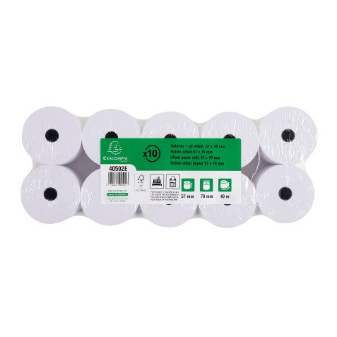 Bobines Caisses, Calculatrices Exacompta 40592E - l 57 mm x L 44 m, Ø 70 mm - 1 pli(s) - paquet de 10