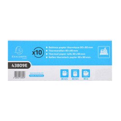 Bobines Caisses Exacompta 43809E - l 80 mm x L 85 m, Ø 80 mm - 1 pli(s) - paquet de 10