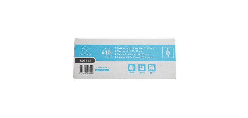 Bobines Terminaux bancaires Exacompta 40344E - l 57 mm x L 28 m, Ø 50 mm - 1 pli(s) - paquet de 20