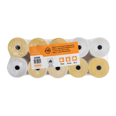 Bobines Caisses Exacompta 40358E - l 76 mm x L 25 m, Ø 70 mm - 2 pli(s) - paquet de 10