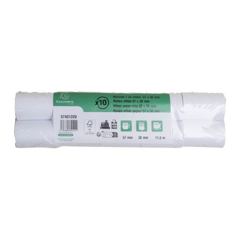 Bobines Caisses Exacompta 5740120V - l 57 mm x L 11,5 m, Ø 38 mm - 1 pli(s) - paquet de 10