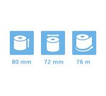 Kassarollen Exacompta 40808E - b 80 mm x L 76 m, Ø 72 mm - 1 laag - pak van 10