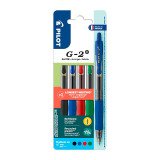 Stylo roller Pilot G2+ rétractable pointe 0,7 mm écriture moyenne - Pochette de 4