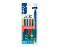 Stylo roller Pilot G2 rétractable pointe 0,7 mm écriture moyenne - Pochette de 4