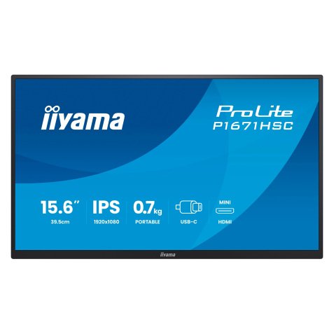 iiyama ProLite P1671HSC-B1 écran de 39,6 cm (15,6") 1920 x 1080 pixels Full HD LCD Noir