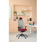 Chaise de bureau ergonomique Sitizen - Mécanisme synchrone -Tissu et maille - Dossier gris - Avec ou sans accoudoirs -Pieds noirs - Appui tête