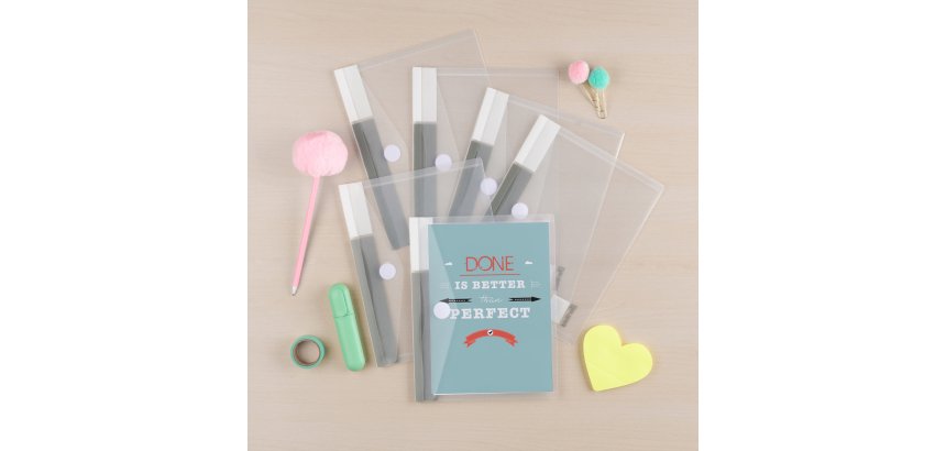 Mini pochettes de rangement à scratch A5 Djois By Tarifold - Sachet de 6