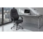 Fauteuil de bureau en croute de cuir noir