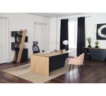 Mesa de dirección Helyos An 200 x Fon 100 cm roble claro/patas inclinadas a la derecha