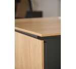 Bureau de direction Isis L 200 x P 100 cm plateau chêne clair / pied incliné à droite