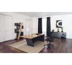 Mesa de dirección Helyos An 200 x Fon 100 cm roble claro/patas inclinadas a la derecha