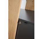 Bibliothèque Helyos H 190 x L 90 x P 40 cm bandeau chêne clair porte à gauche