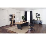 Mesa de dirección Helyos An 200 x Fon 100 cm roble claro/patas inclinadas a la derecha