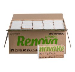 Papier essuie-mains 75% recyclé Renova Green Zig Zag - Carton de 3600