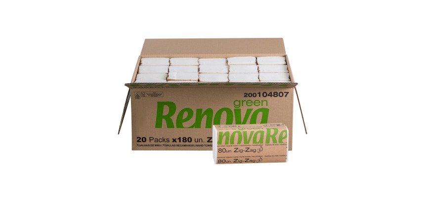 Papierhandtücher 75 % recycelt Renova Green Zig Zag - Karton mit 3600 Stück