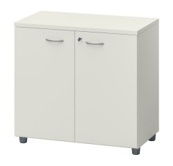Armoire basse hauteur bureau portes battantes H 75,5 x L 80 x P 45 cm Squadra