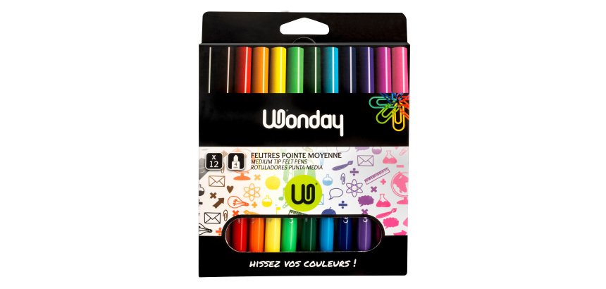 Feutre Wonday couleurs assorties pointe moyenne - Pochette de 12