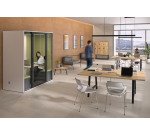 Cabine acoustique Essentielle M - 2 personnes - extérieur chêne clair / intérieur Gris