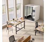 Cabine acoustique Essentielle L  - 4 personnes - extérieur chêne clair / intérieur Gris