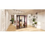 Cabine acoustique Essentielle M - 2 personnes - extérieur chêne clair / intérieur Gris