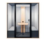 Cabine acoustique Essentielle M - 2 personnes - extérieur chêne clair / intérieur Gris