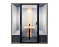 Cabine acoustique Essentielle M - 2 personnes - extérieur chêne clair / intérieur Gris