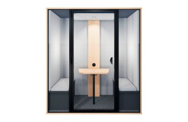 Cabine acoustique Essentielle M - 2 personnes - extérieur chêne clair / intérieur Gris