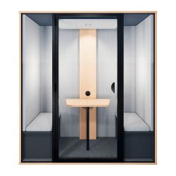Cabine acoustique Essentielle M - 2 personnes - extérieur chêne clair / intérieur Gris
