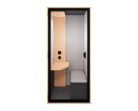 Cabine acoustique Essentielle S Bureau - 1 personne - extérieur chêne clair / intérieur Gris