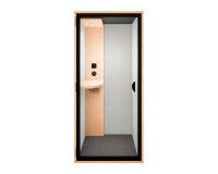 Cabine acoustique Essentielle S - 1 personne - extérieur chêne clair / intérieur Gris