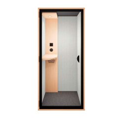 Cabine acoustique Essentielle S - 1 personne - extérieur chêne clair / intérieur Gris